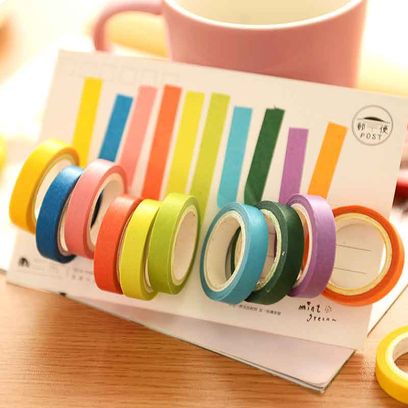 Washi Tape Dispenser with Tapes (10pcs)
