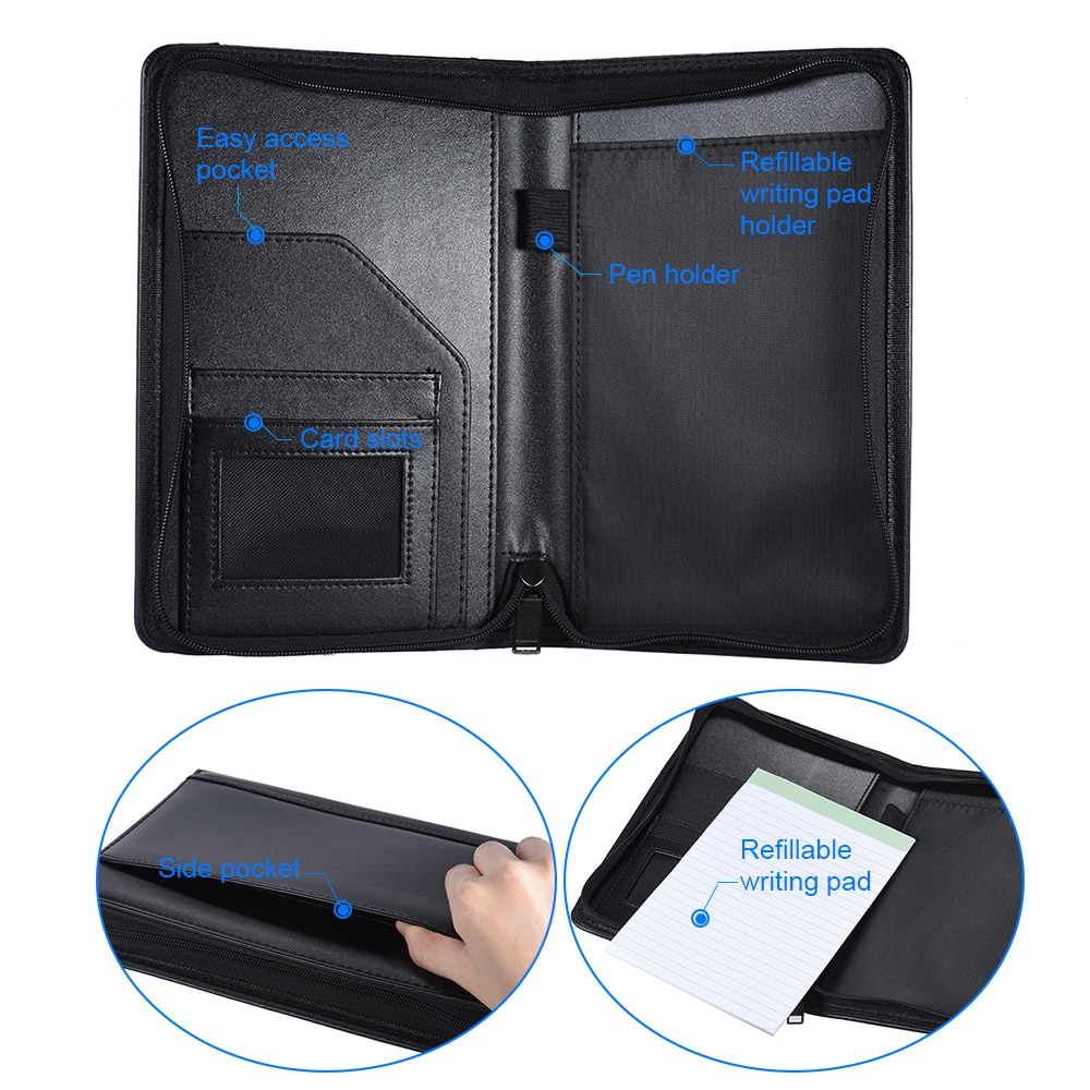 Portable PU Leather Portfolio Notebook