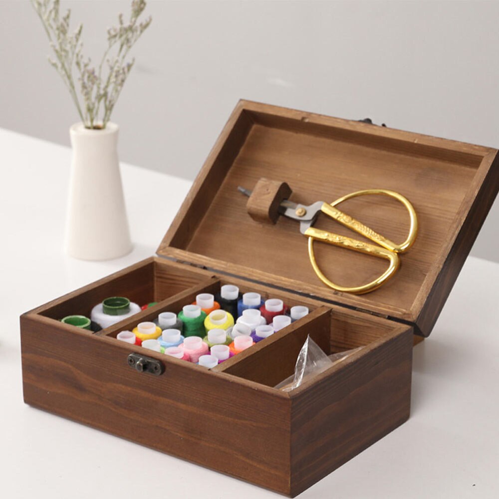 Wooden Sewing Box Storage Container