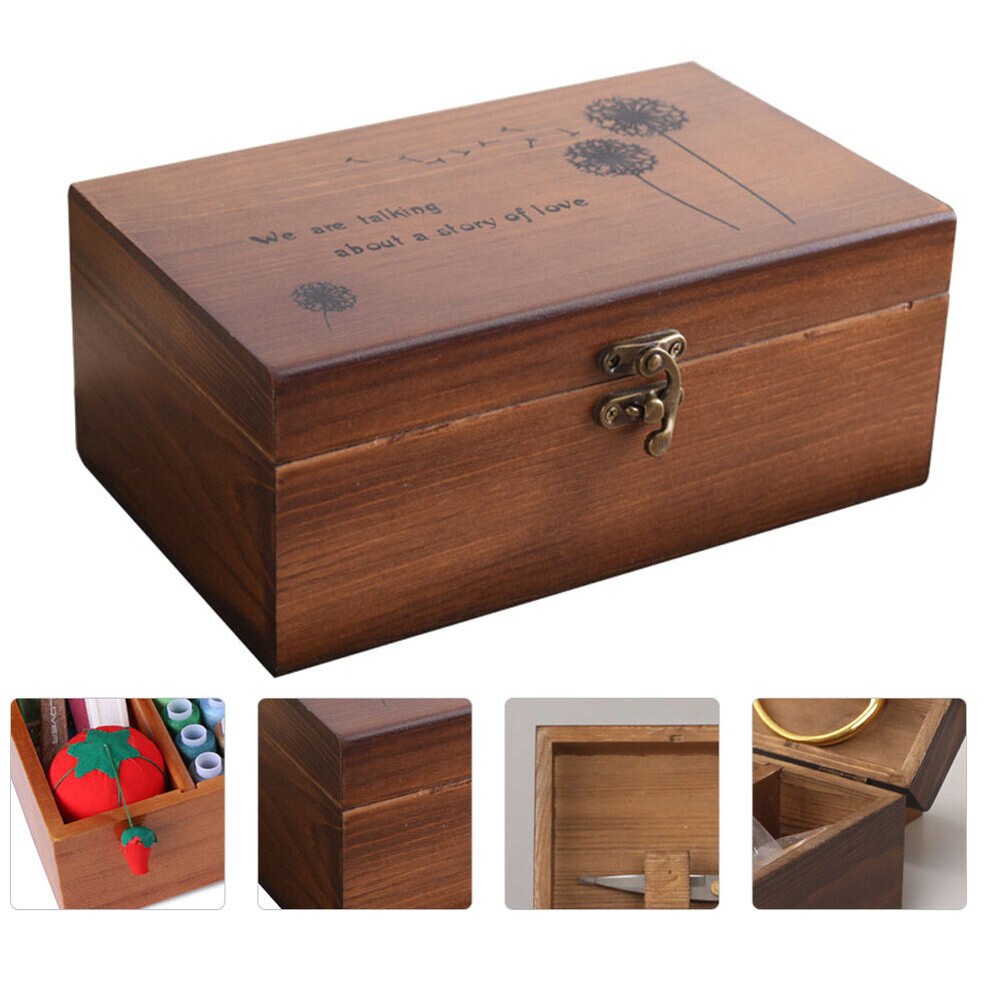 Wooden Sewing Box Storage Container