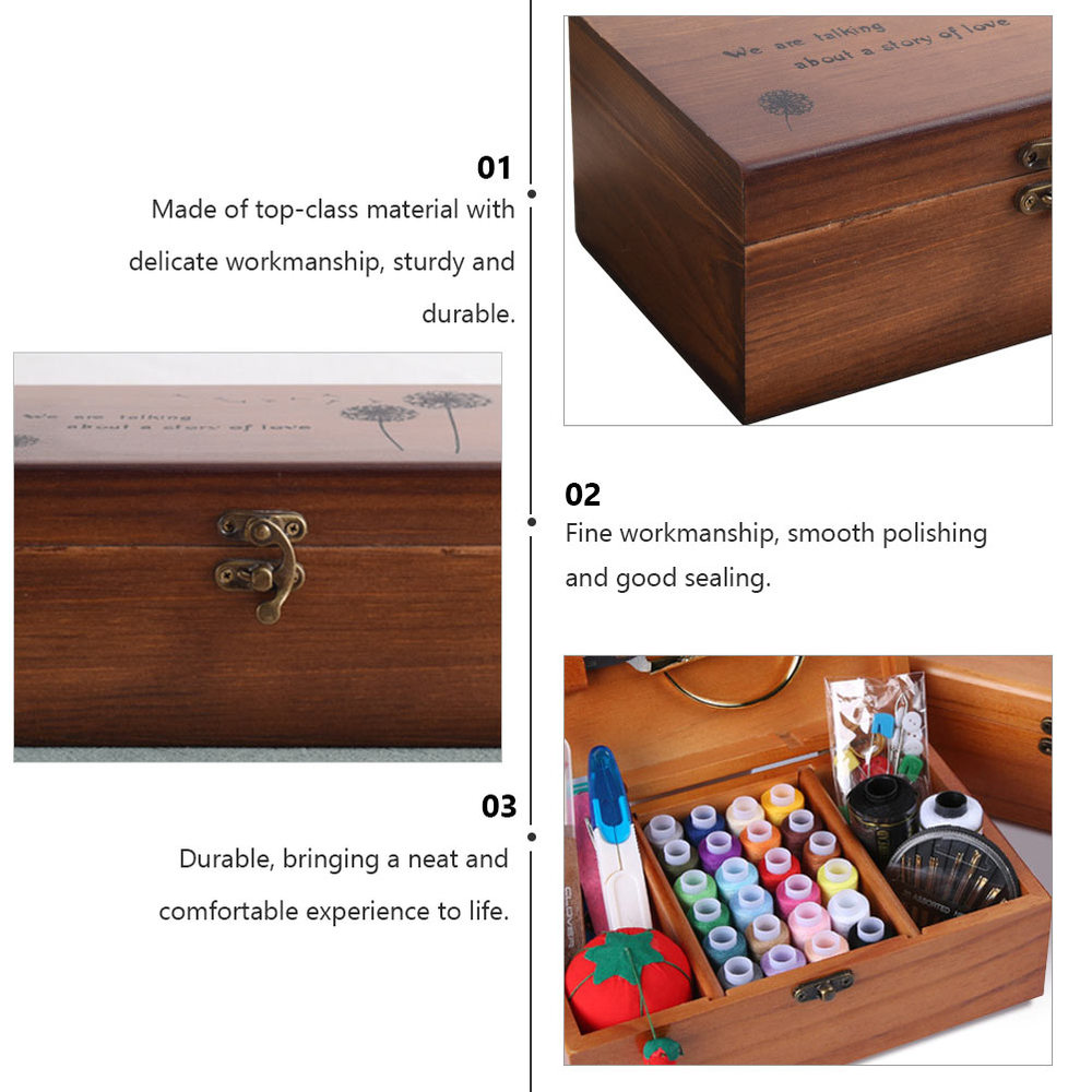 Wooden Sewing Box Storage Container