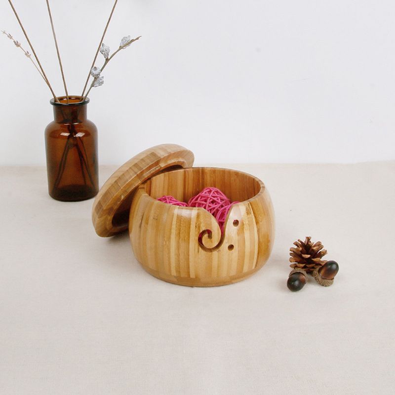 Knitting Bowl Wooden Yarn Holder