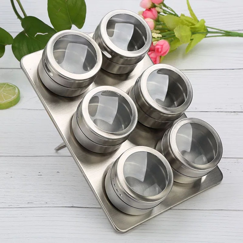 Stainless Magnetic Spice Holders (6pcs)