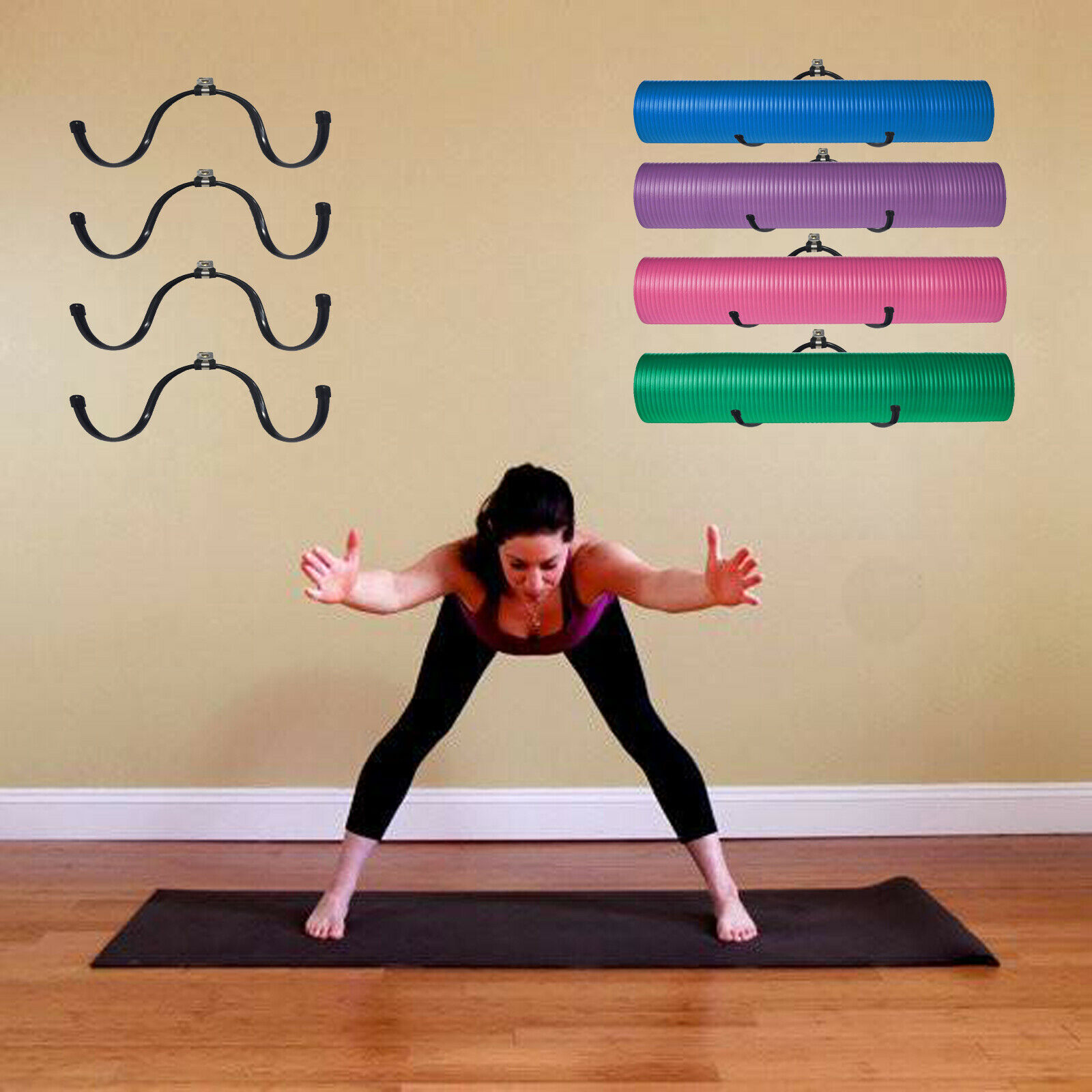 Adjustable Yoga Mat Wall Holders (4pcs)