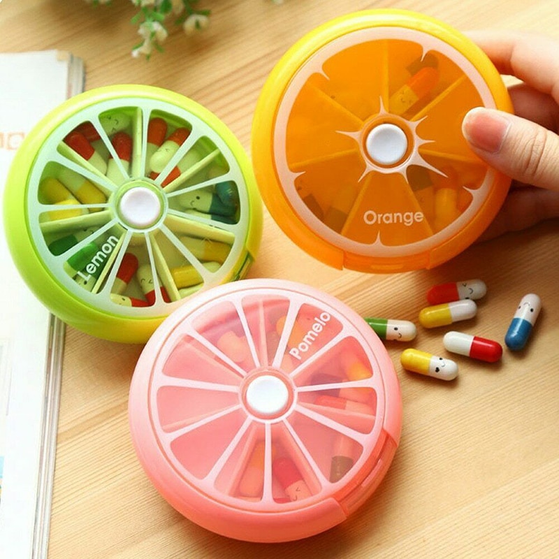 Round Pill Box Weekly Medicine Organizer