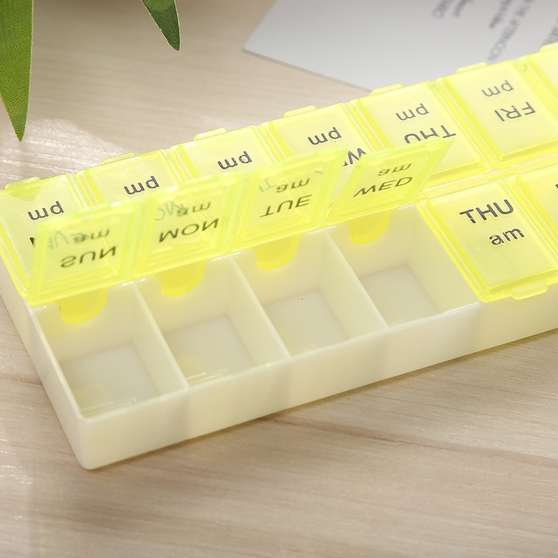 Days of the Week 14 Grids Pill Box Medicine Organizer