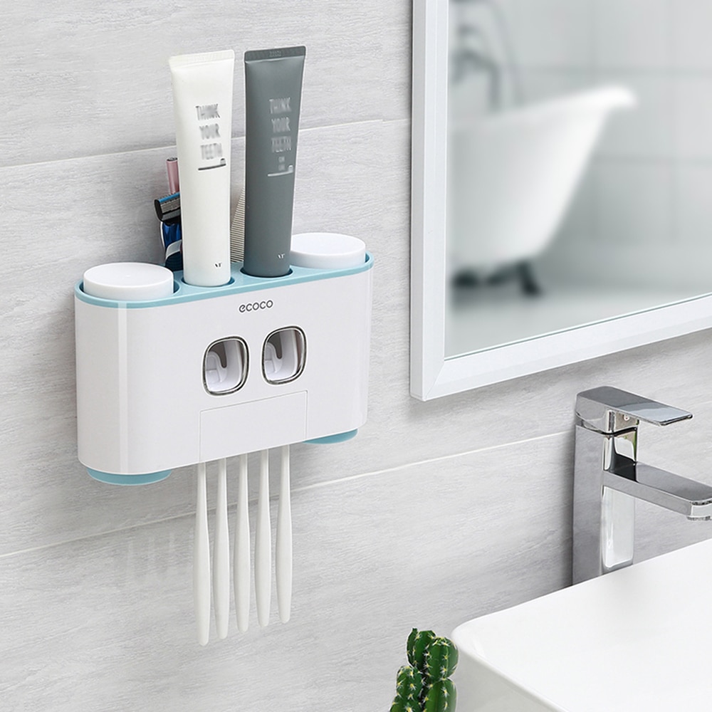 Toothpaste Dispenser and Toothbrush Holder