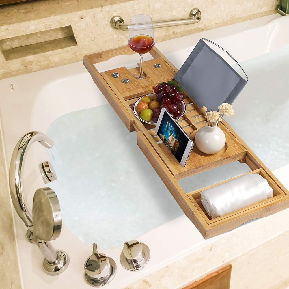 Bathtub Book Holder Bamboo Tray