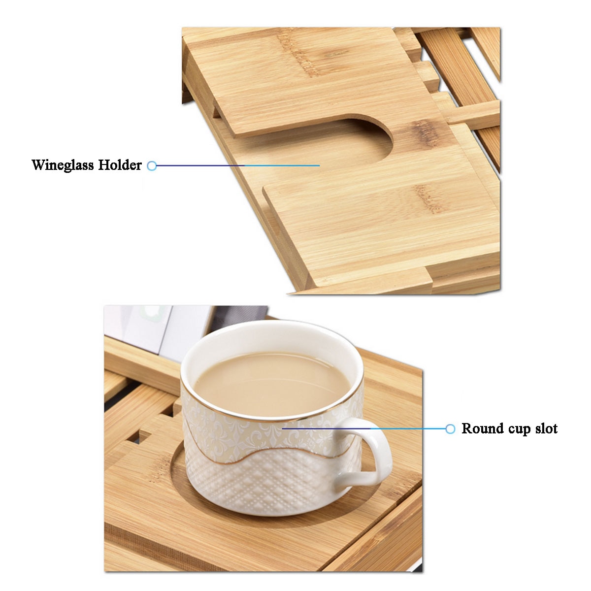 Bathtub Book Holder Bamboo Tray