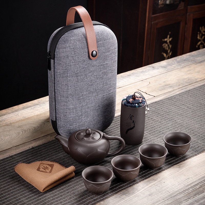 Portable Travel Tea Set with Bag