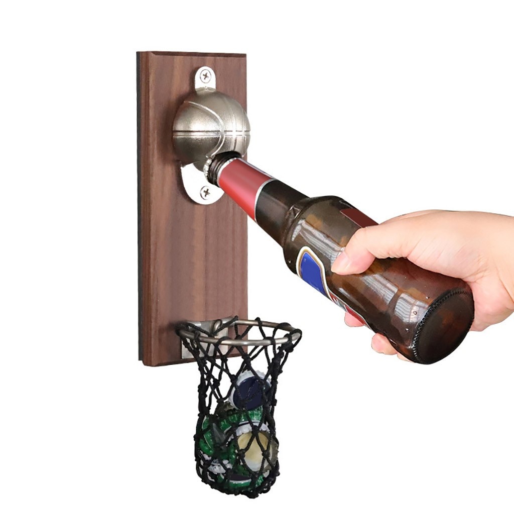 Wall Mount Beer Opener Basketball Design