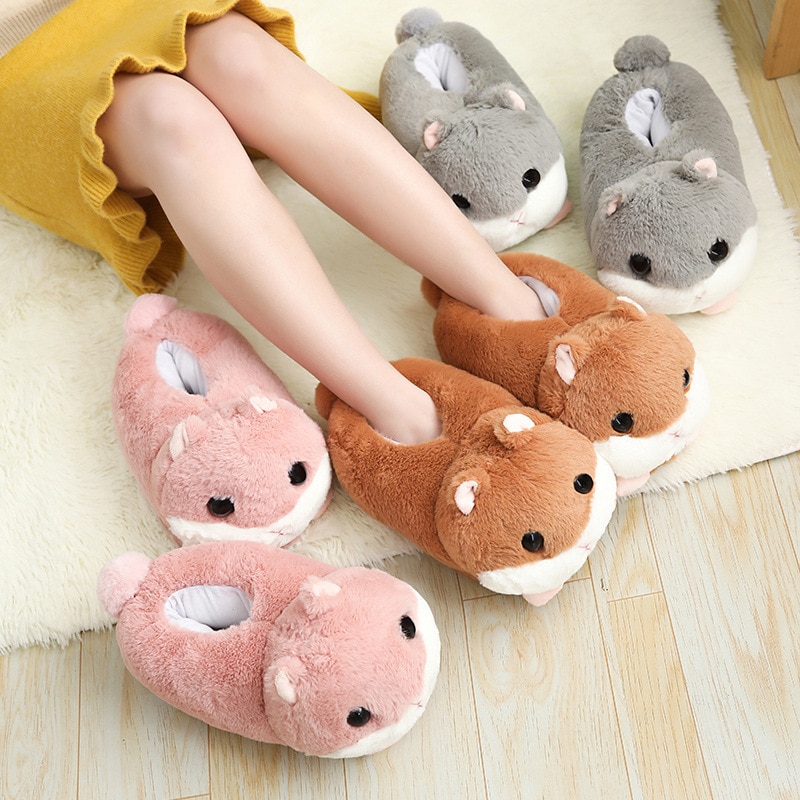 Plush Shoes Cute Hamster Design