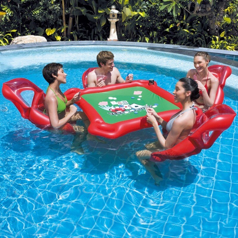 Floating Poker Table with Chairs and Poker Set