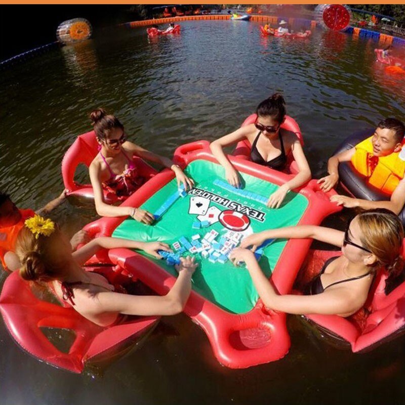 Floating Poker Table with Chairs and Poker Set