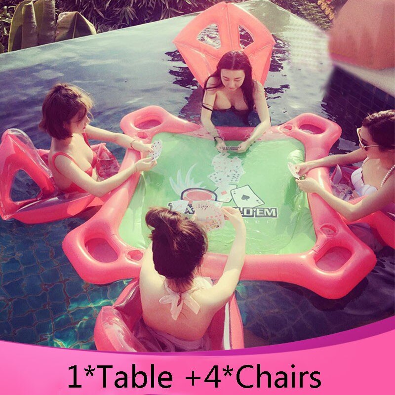 Floating Poker Table with Chairs and Poker Set