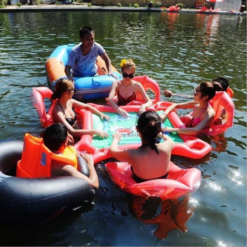 Floating Poker Table with Chairs and Poker Set