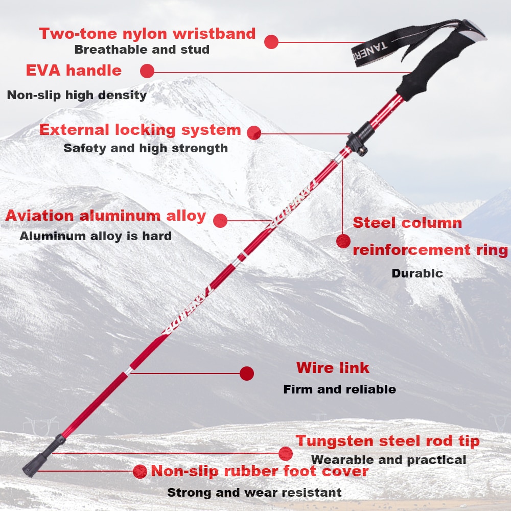 Hiking Poles 5-Section Foldable Trekking Stick