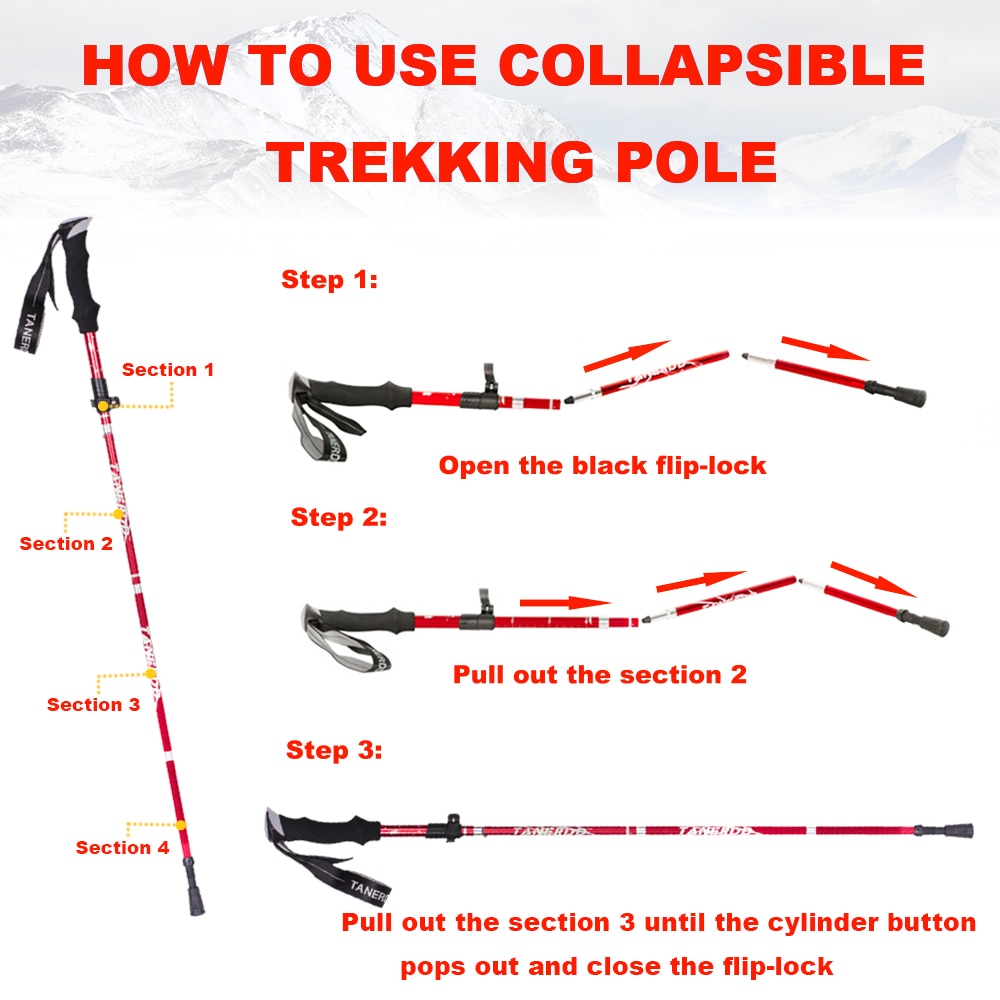 Hiking Poles 5-Section Foldable Trekking Stick