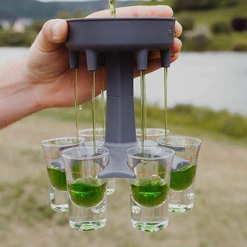 6 Shot Dispenser and Holder for Filling and Serving