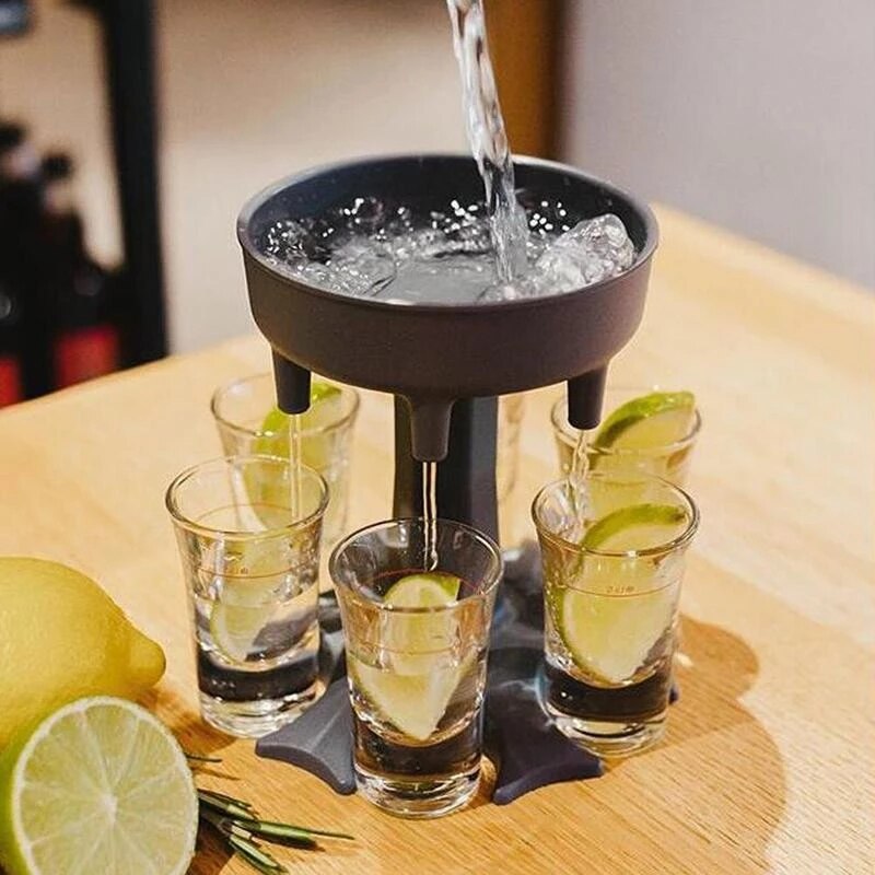 6 Shot Dispenser and Holder for Filling and Serving