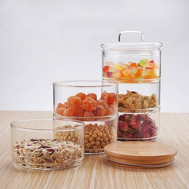 Stackable Glass Containers Moisture-proof Storage (3 pcs)