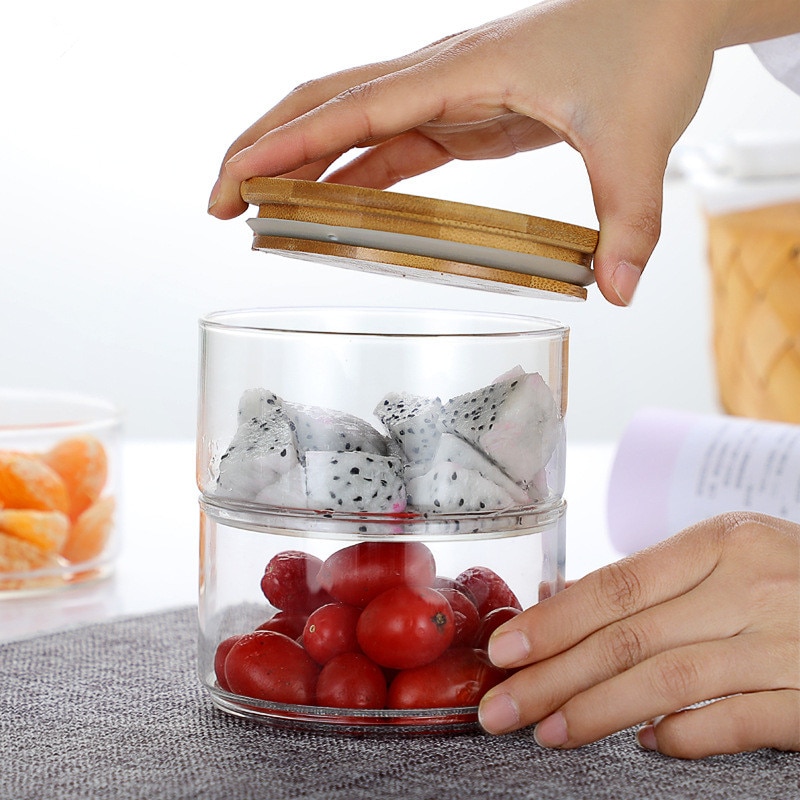 Stackable Glass Containers Moisture-proof Storage (3 pcs)