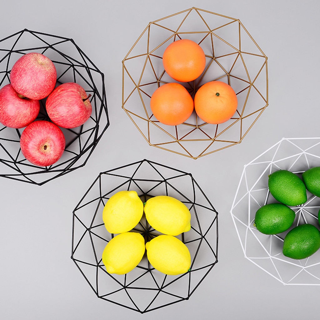 Steel Fruit Basket Geometric Design