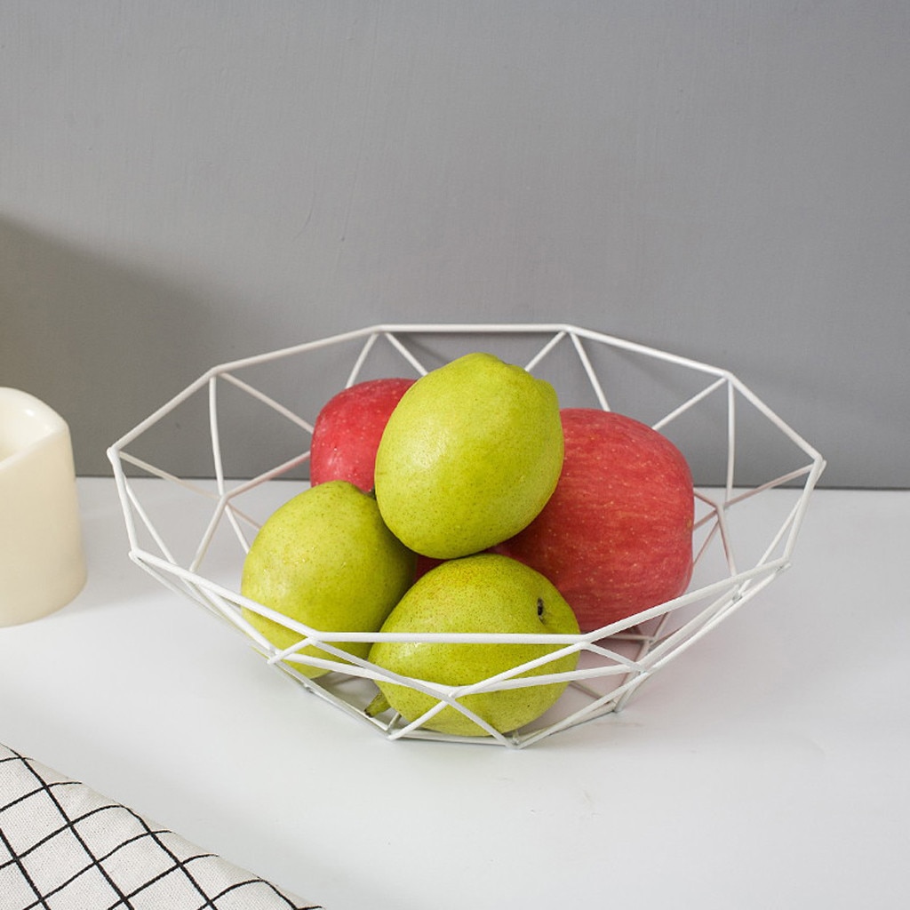 Steel Fruit Basket Geometric Design