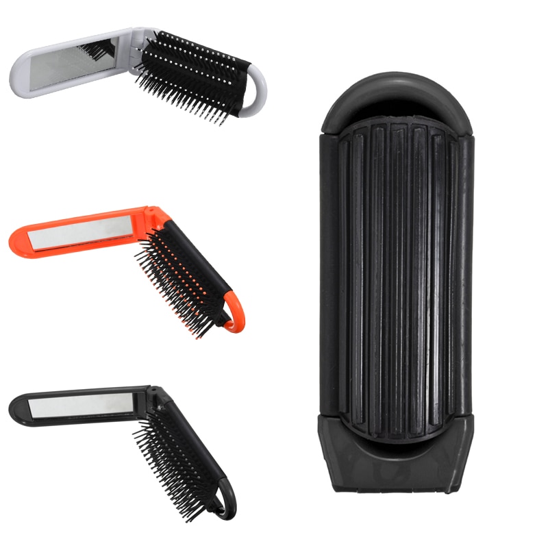 Folding Hair Brush Travel Comb with Mirror