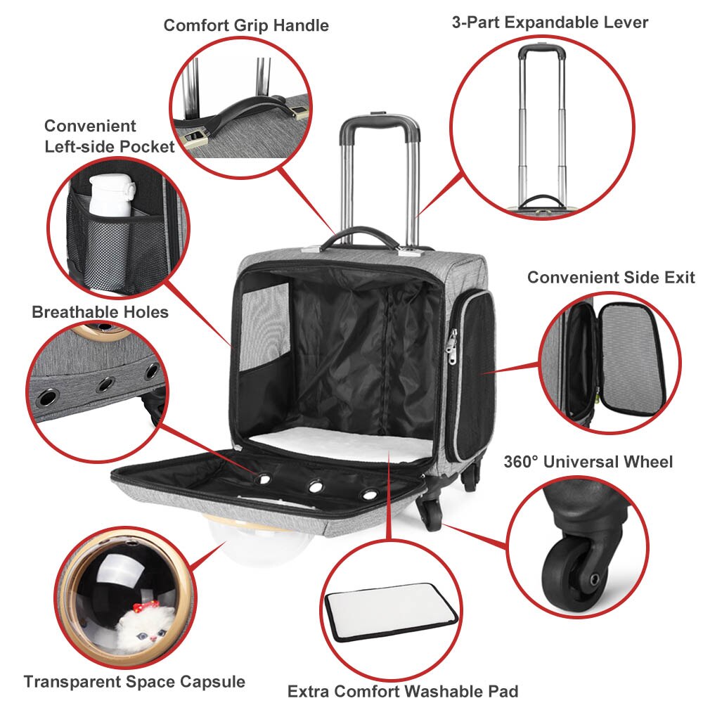 Dog Trolley Pet Carrier Luggage