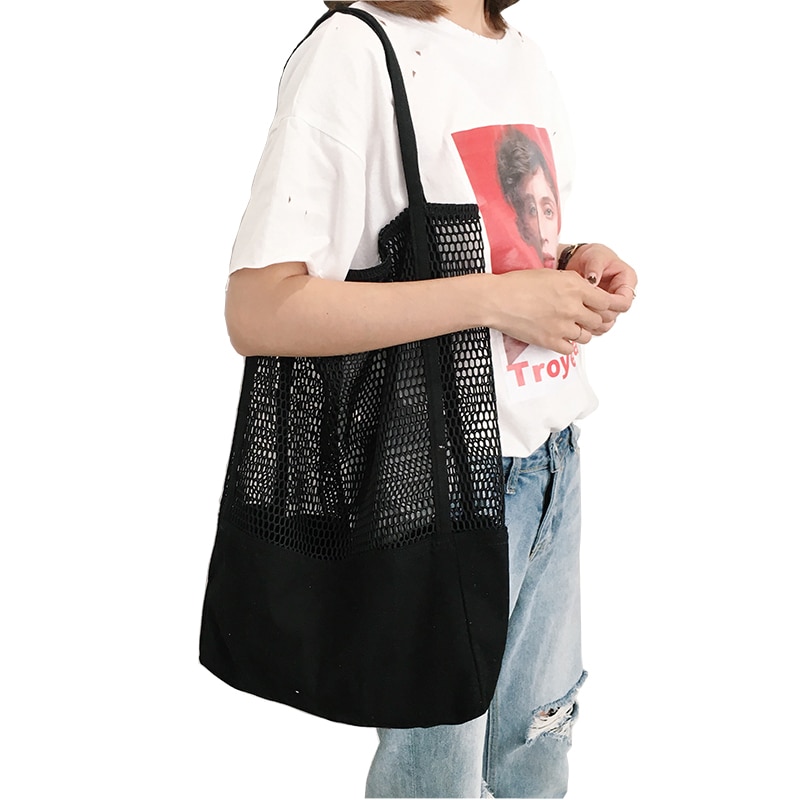 Mesh Tote Bag Fashion Grocery Carrier
