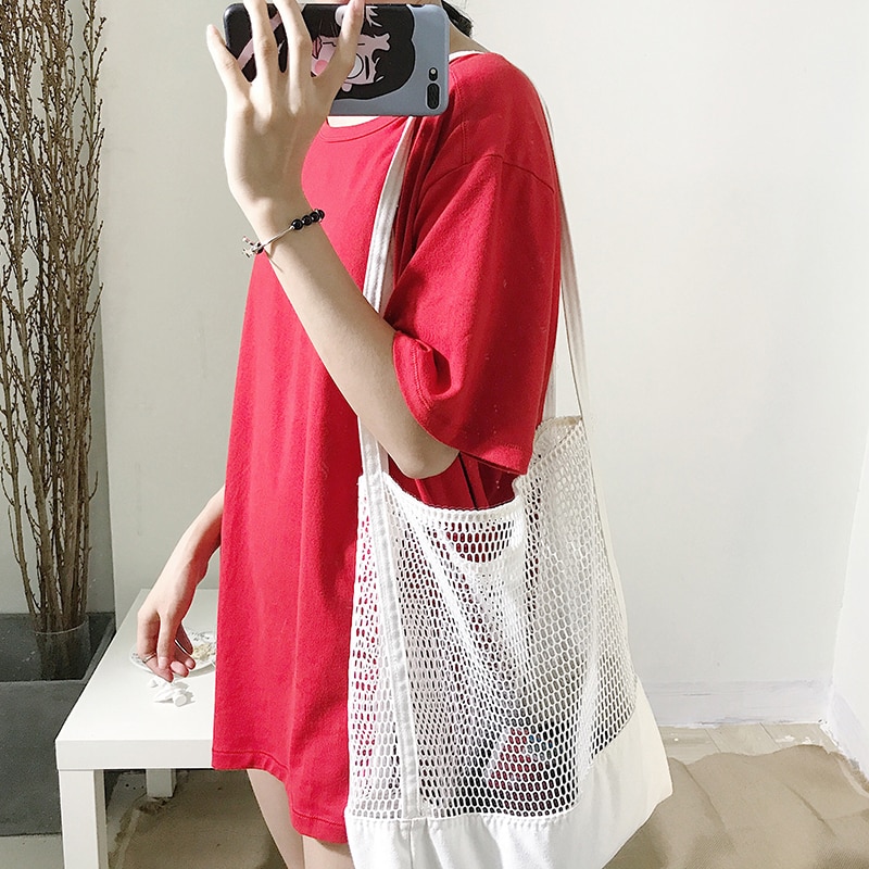 Mesh Tote Bag Fashion Grocery Carrier