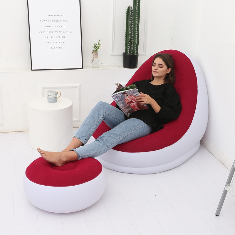 Inflatable Bean Bag Chair with Stool