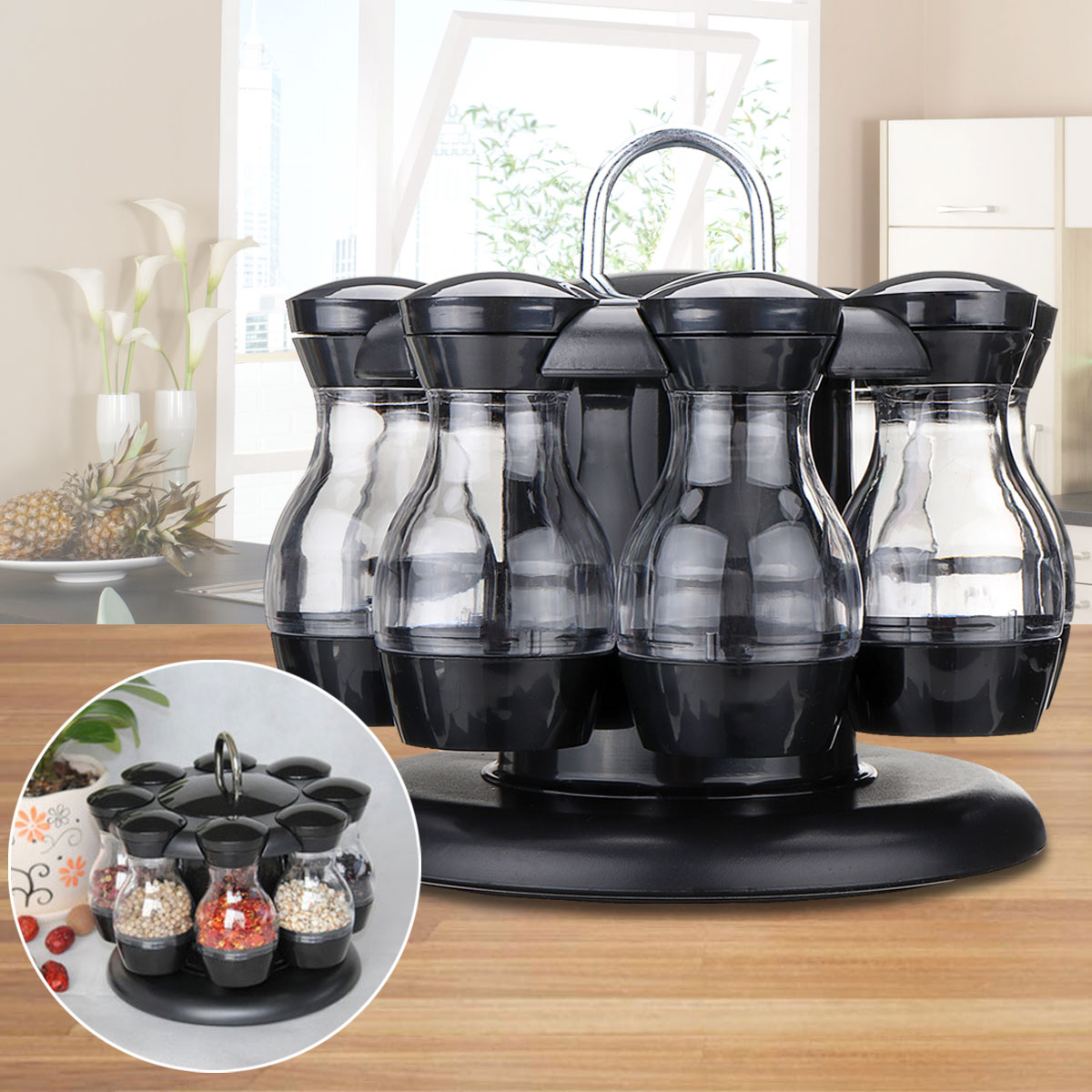 Revolving Spice Rack Condiments Organizer