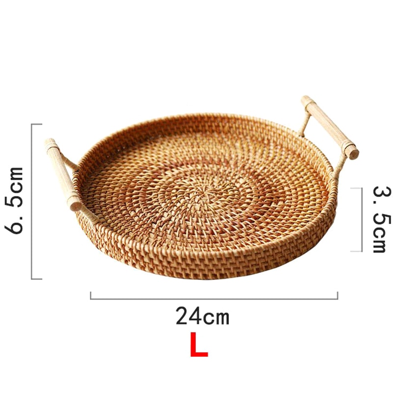 Round Rattan Tray Serving Tray