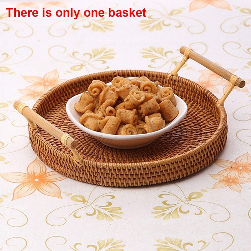 Round Rattan Tray Serving Tray