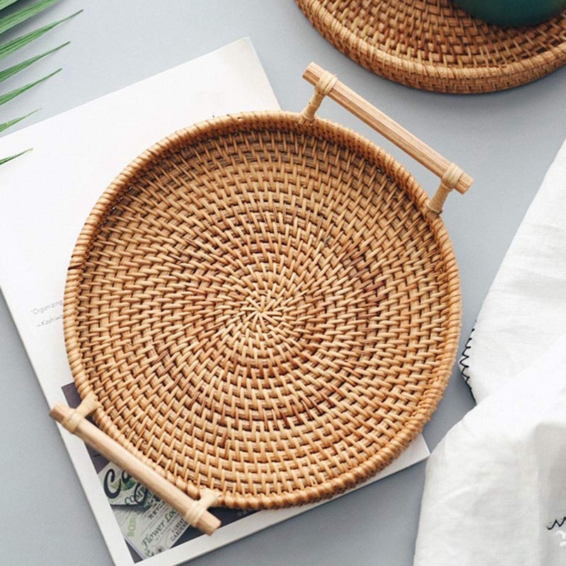 Round Rattan Tray Serving Tray