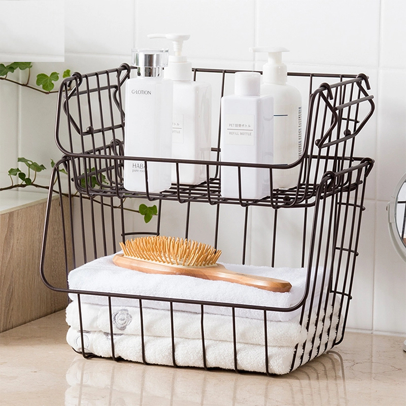 Stackable Wire Baskets Two-Layer Organizer