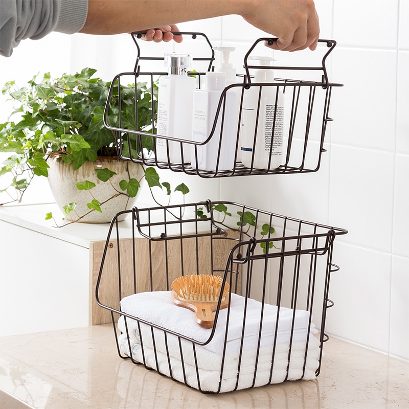 Stackable Wire Baskets Two-Layer Organizer