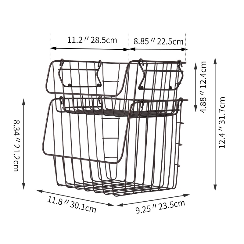 Stackable Wire Baskets Two-Layer Organizer