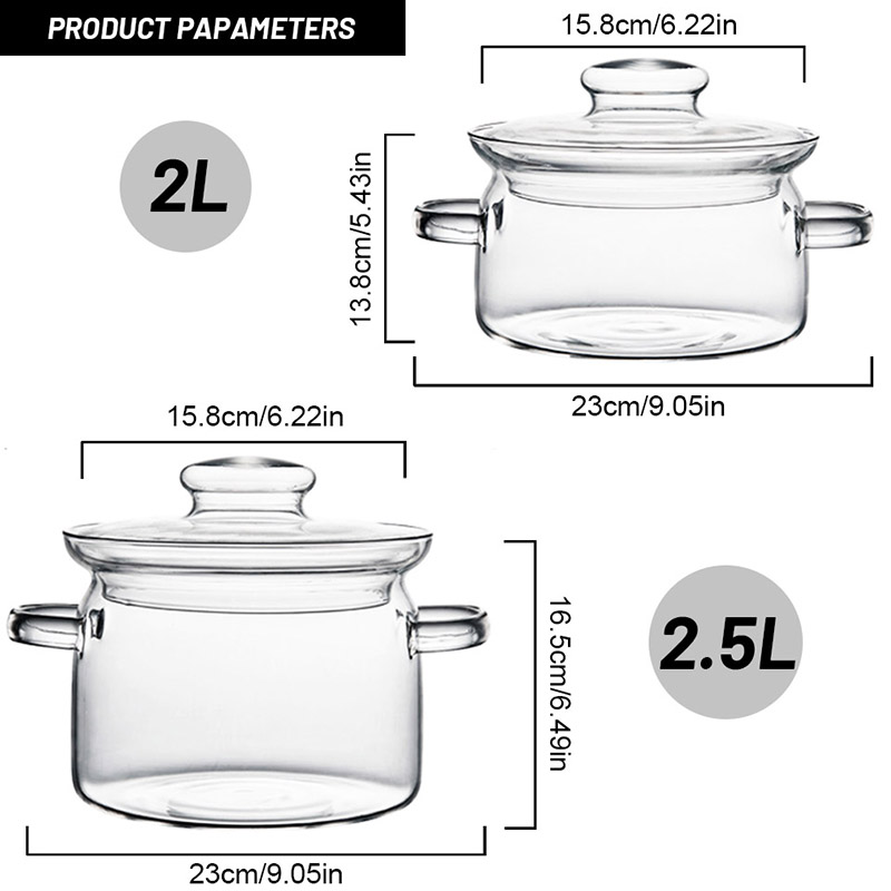 Soup Pot Transparent Glass Cooking Pot