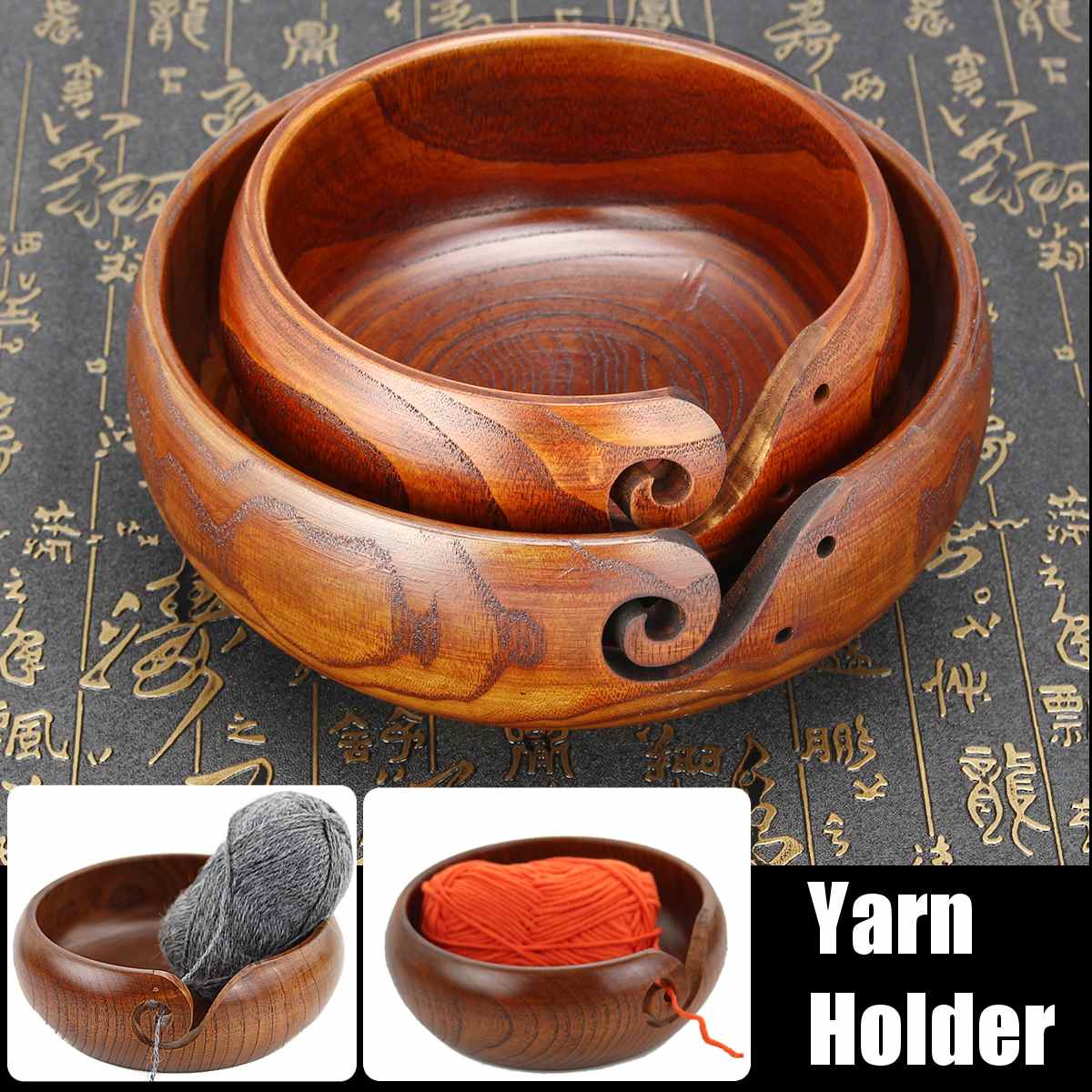 Yarn Bowl Wooden Crochet Wool Storage