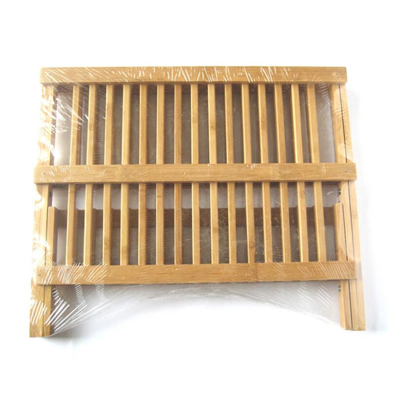 Wooden Dish Rack Foldable Plate Drainer