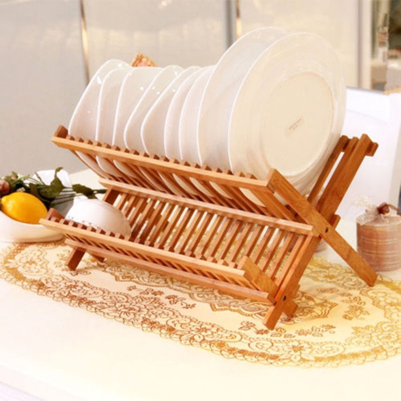 Foldable Wooden Dish Drying Rack