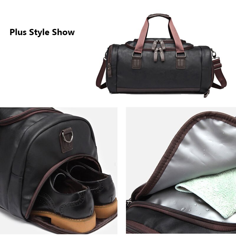 Mens Leather Duffle Bag Travel Handbag