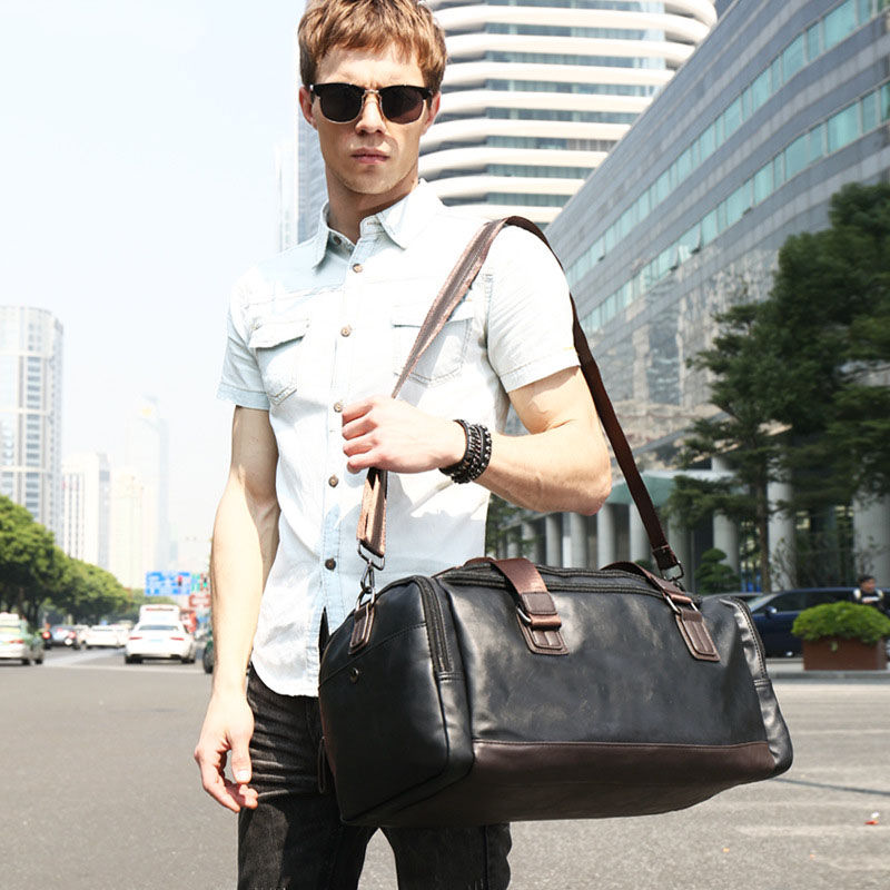 Mens Leather Duffle Bag Travel Handbag