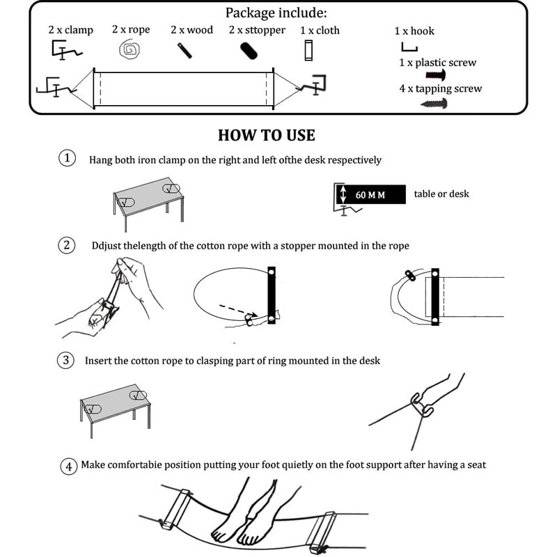 Desk Foot Hammock Foldable Swing