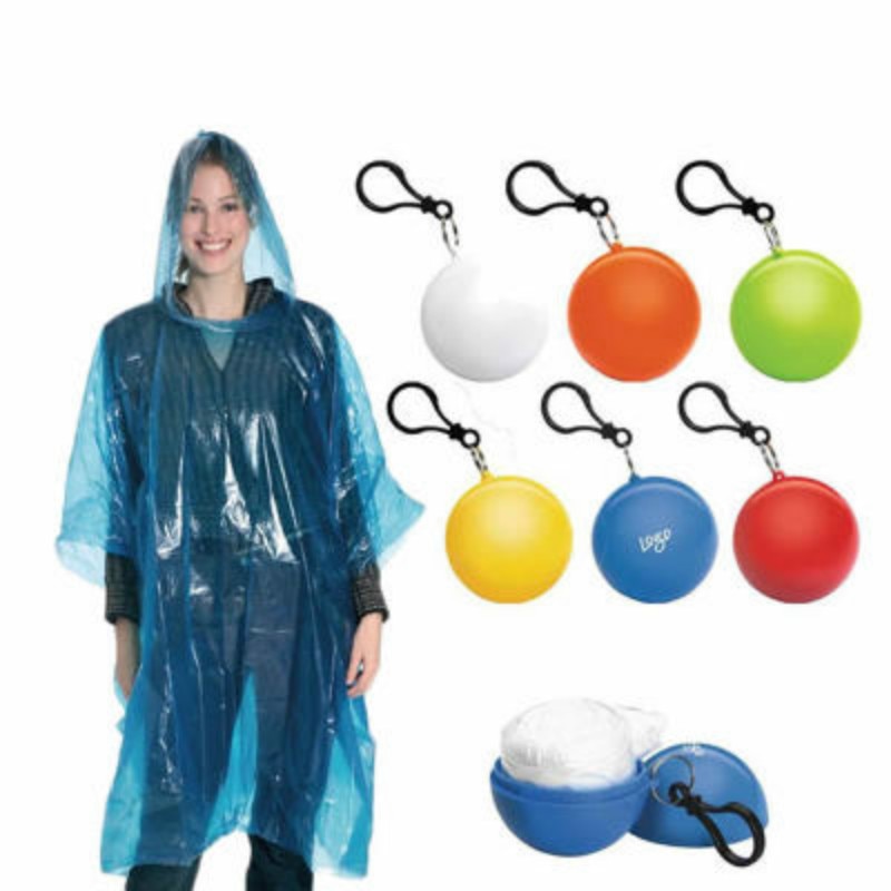 Pocket Raincoat with Ball Keychain Container