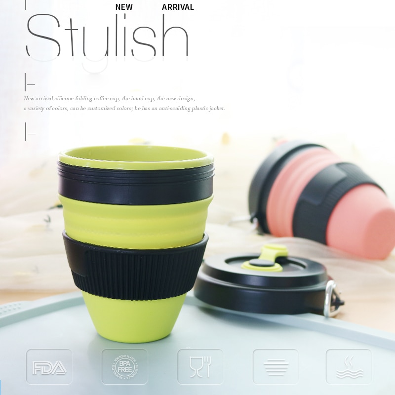Folding Cup Reusable Cup with Straw