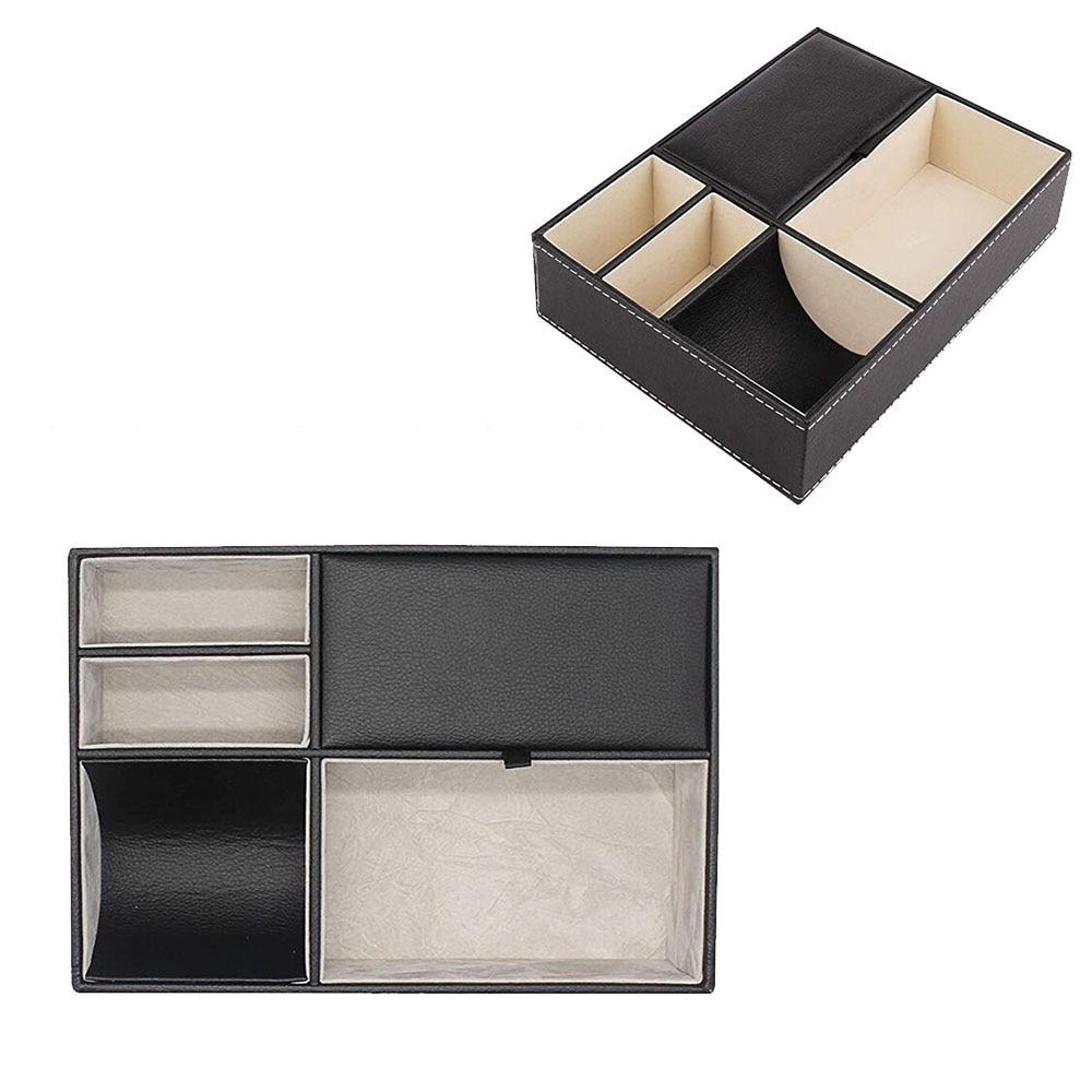 Nightstand Organizer PU Leather Box